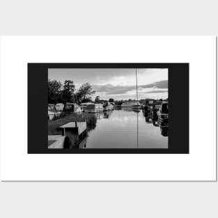 Boats moored in Thurne Dyke, Norfolk Posters and Art